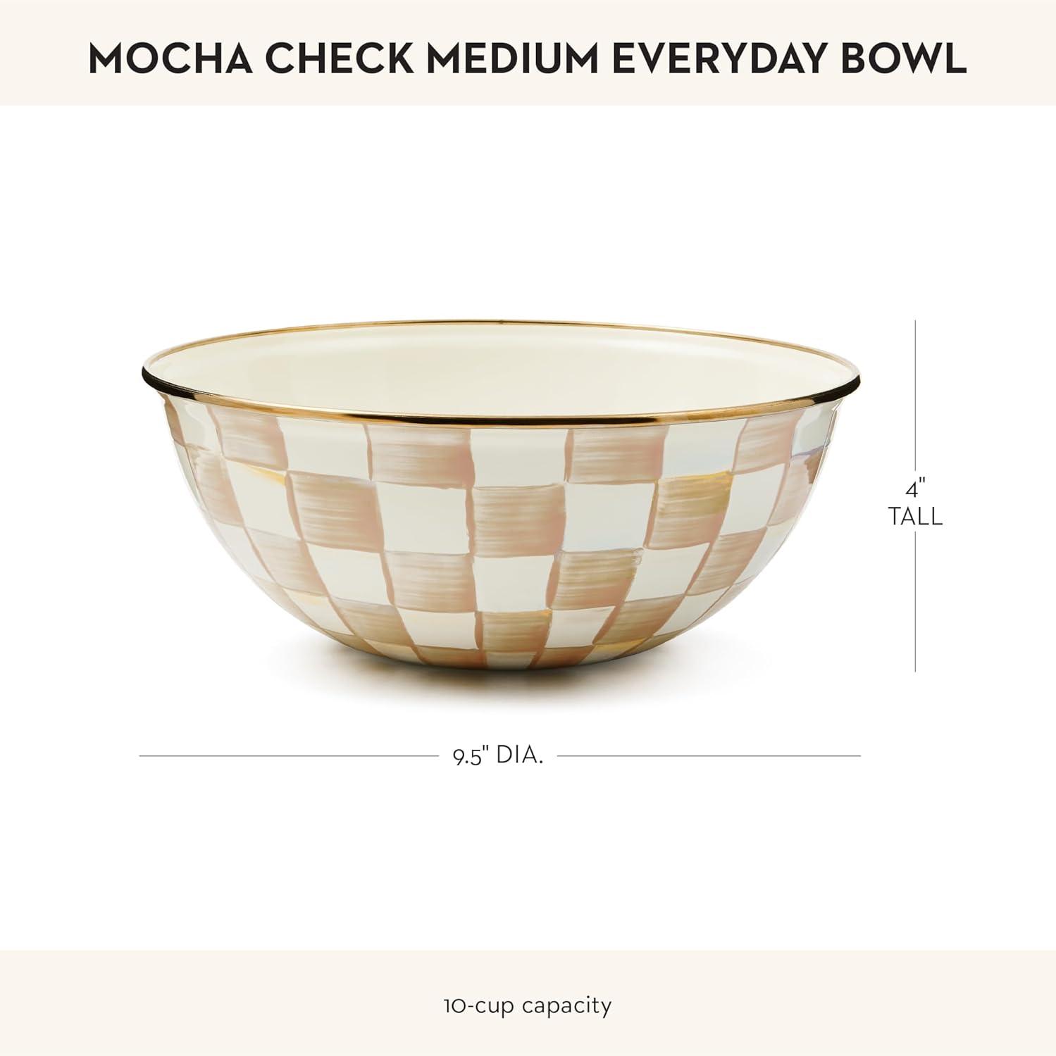 image:imageMACKENZIECHILDS Everyday Bowl Serving Bowl for Entertaining Small PurpleandWhite Violet CheckMocha Check