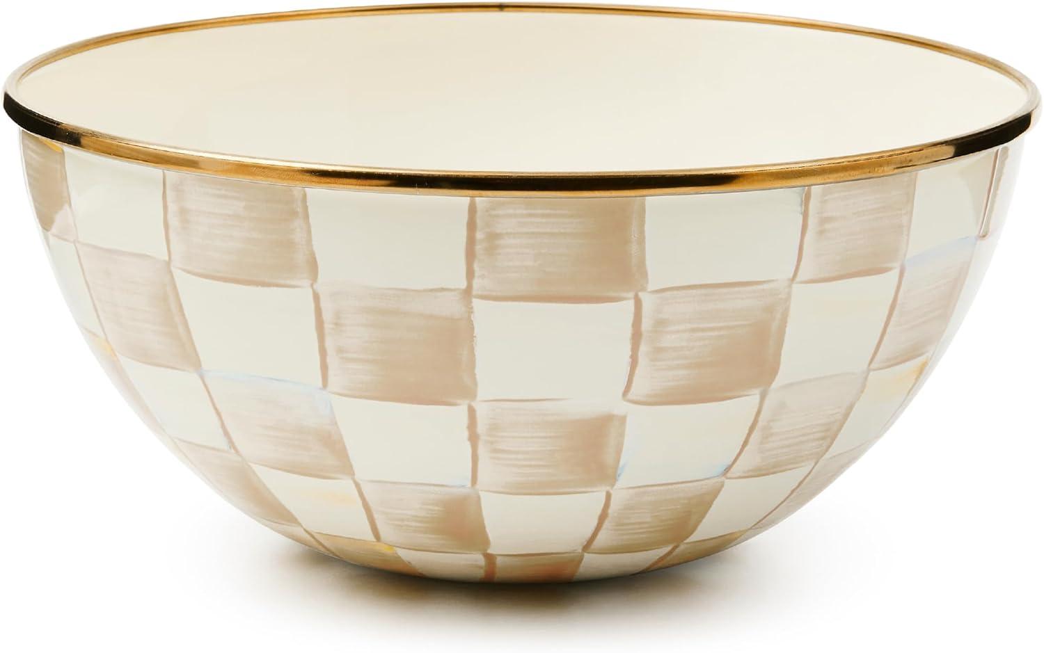 image:imageMACKENZIECHILDS Everyday Bowl Serving Bowl for Entertaining Small PurpleandWhite Violet CheckMocha Check