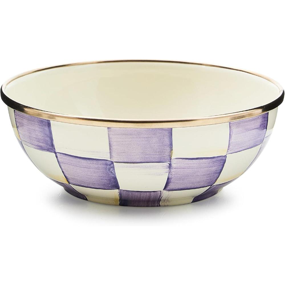 image:imageMACKENZIECHILDS Everyday Bowl Serving Bowl for Entertaining Small PurpleandWhite Violet CheckViolet Check