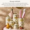 MACKENZIE-CHILDS Enamel Canister, Kitchen Storage Container with Lid, Demi, Purple-and-White Violet Check(Mocha Check)