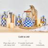 MACKENZIE-CHILDS Enamel Canister, Kitchen Storage Container with Lid, Demi, Purple-and-White Violet Check(Royal Check)
