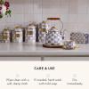 MACKENZIE-CHILDS Enamel Canister, Kitchen Storage Container with Lid, Demi, Purple-and-White Violet Check(Violet Check)