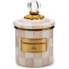 MACKENZIE-CHILDS Enamel Canister, Kitchen Storage Container with Lid, Demi, Purple-and-White Violet Check(Rosy Check)