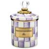 MACKENZIE-CHILDS Enamel Canister, Kitchen Storage Container with Lid, Demi, Purple-and-White Violet Check(Violet Check)