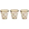 MACKENZIE-CHILDS Set of 3 Enamel Herb Pots, Small Plant Pots for Herbs or Flowers, Purple-and-White Violet Check(Mocha Check)