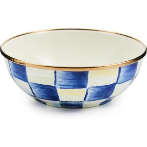 MACKENZIE-CHILDS Everyday Bowl, Serving Bowl for Entertaining, Small, Purple-and-White Violet Check(Royal Check)