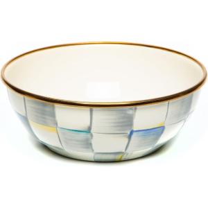 MACKENZIE-CHILDS Everyday Bowl, Serving Bowl for Entertaining, Small, Purple-and-White Violet Check(Sterling Check)