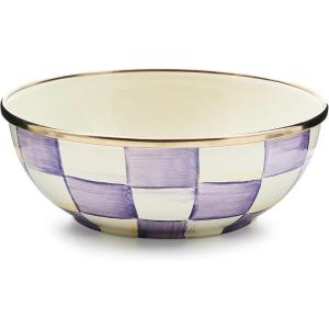 MACKENZIE-CHILDS Everyday Bowl, Serving Bowl for Entertaining, Small, Purple-and-White Violet Check(Violet Check)