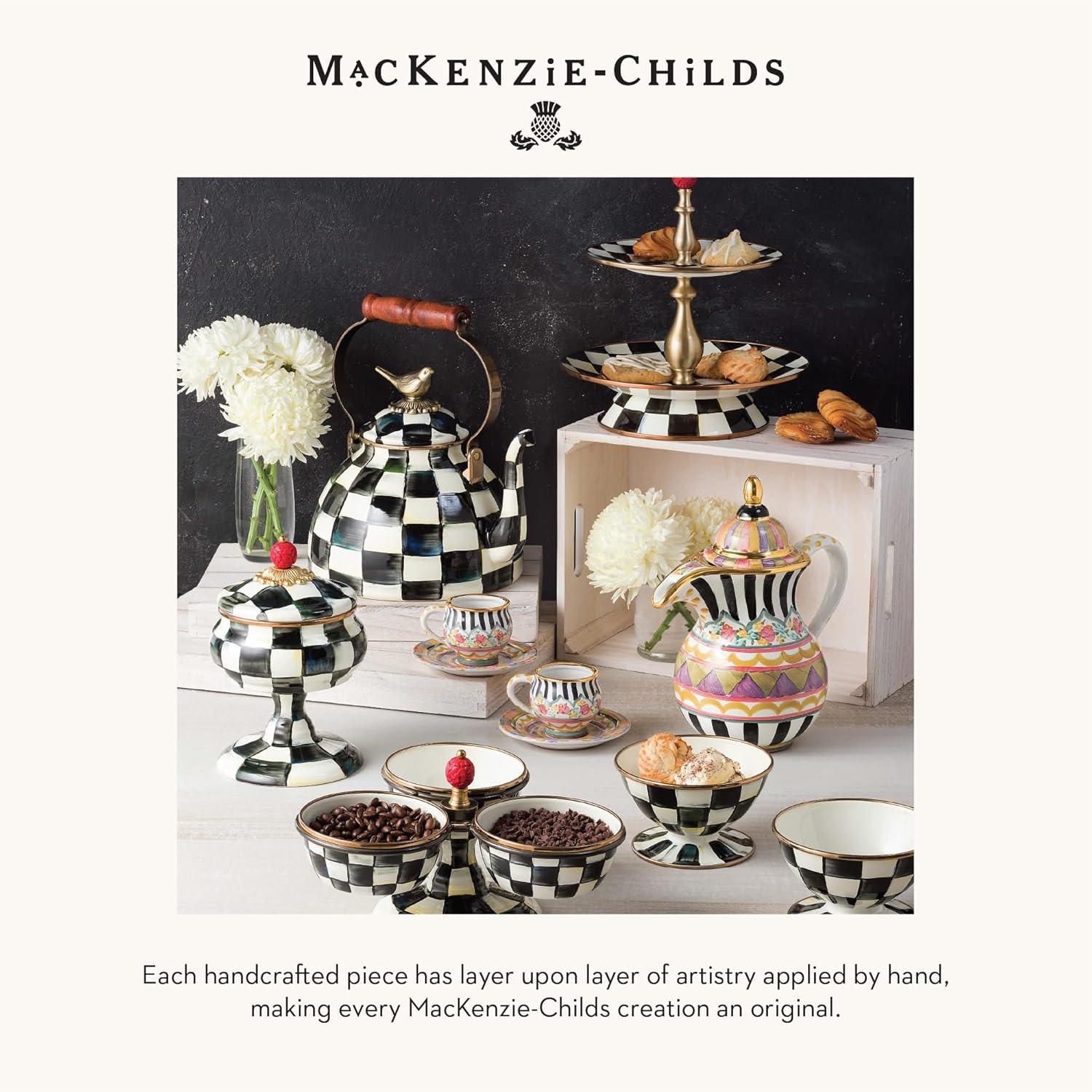 image:imageMACKENZIECHILDS Enamel Curiosity Pot Decorative Container for Home Decor PurpleandWhite Violet CheckCourtly Check