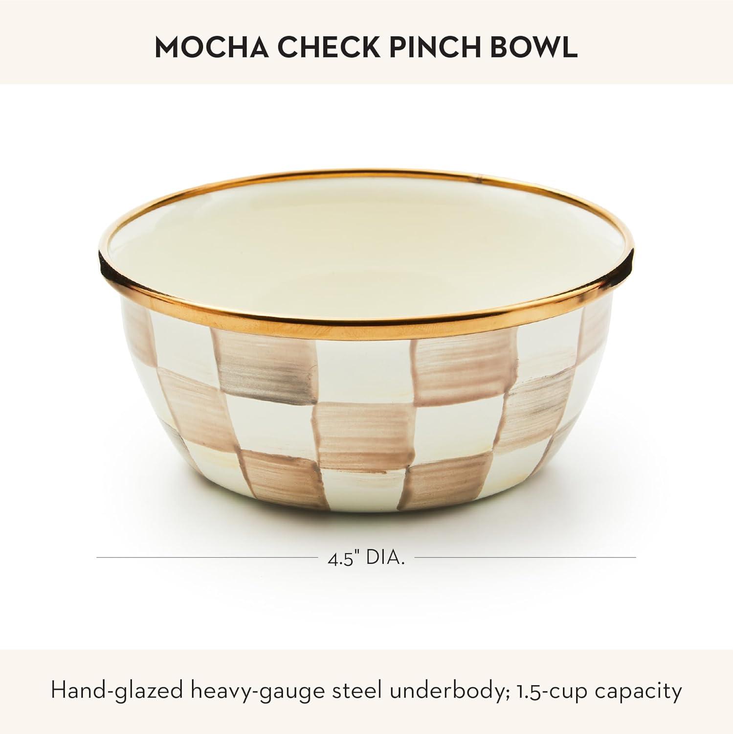 image:imageMACKENZIECHILDS Enamel Pinch Bowl Small Bowl for Cooking Ingredients 15Cup Capacity PurpleandWhite Violet CheckMocha Check