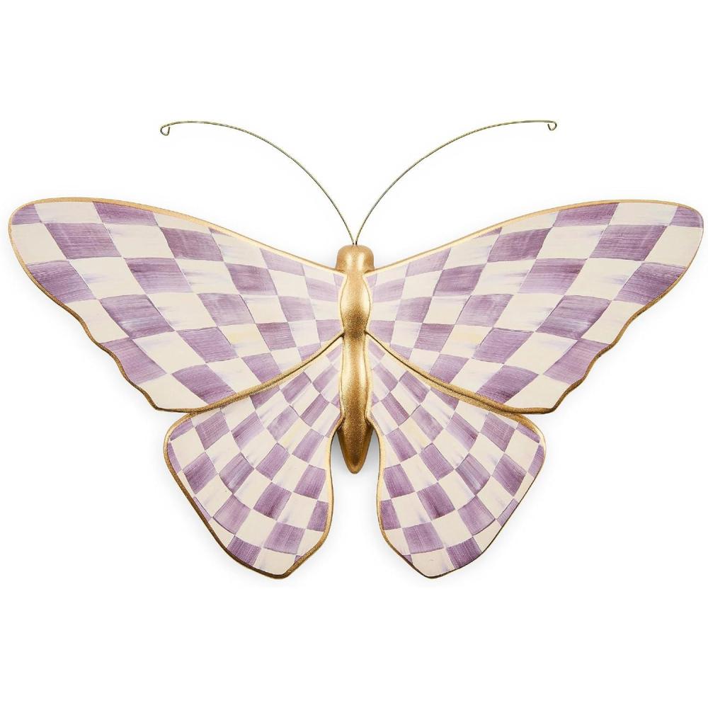 image:imageMACKENZIECHILDS Butterfly Hanging Butterfly Wall Decor PurpleandWhite Violet CheckViolet Check