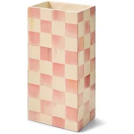 image:imageMACKENZIECHILDS Ceramic Pillar Vase Unique Flower Vase Decor PurpleandWhite Violet CheckRosy Check