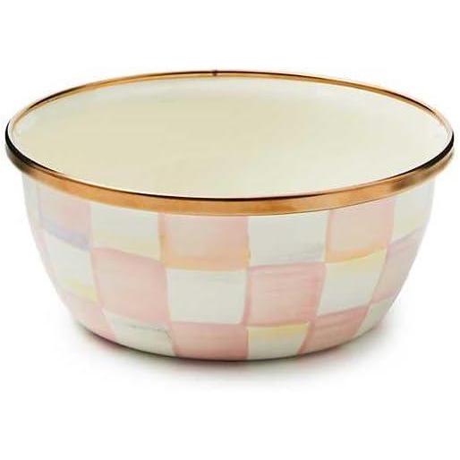 image:imageMACKENZIECHILDS Enamel Pinch Bowl Small Bowl for Cooking Ingredients 15Cup Capacity PurpleandWhite Violet CheckRosy Check
