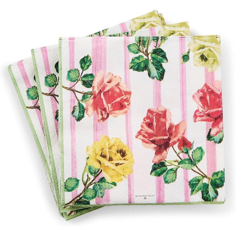 image:imageMACKENZIECHILDS Pack of 20 Cocktail Paper Napkins Decorative Napkins for Parties PurpleandWhite Violet CheckGarden Gala
