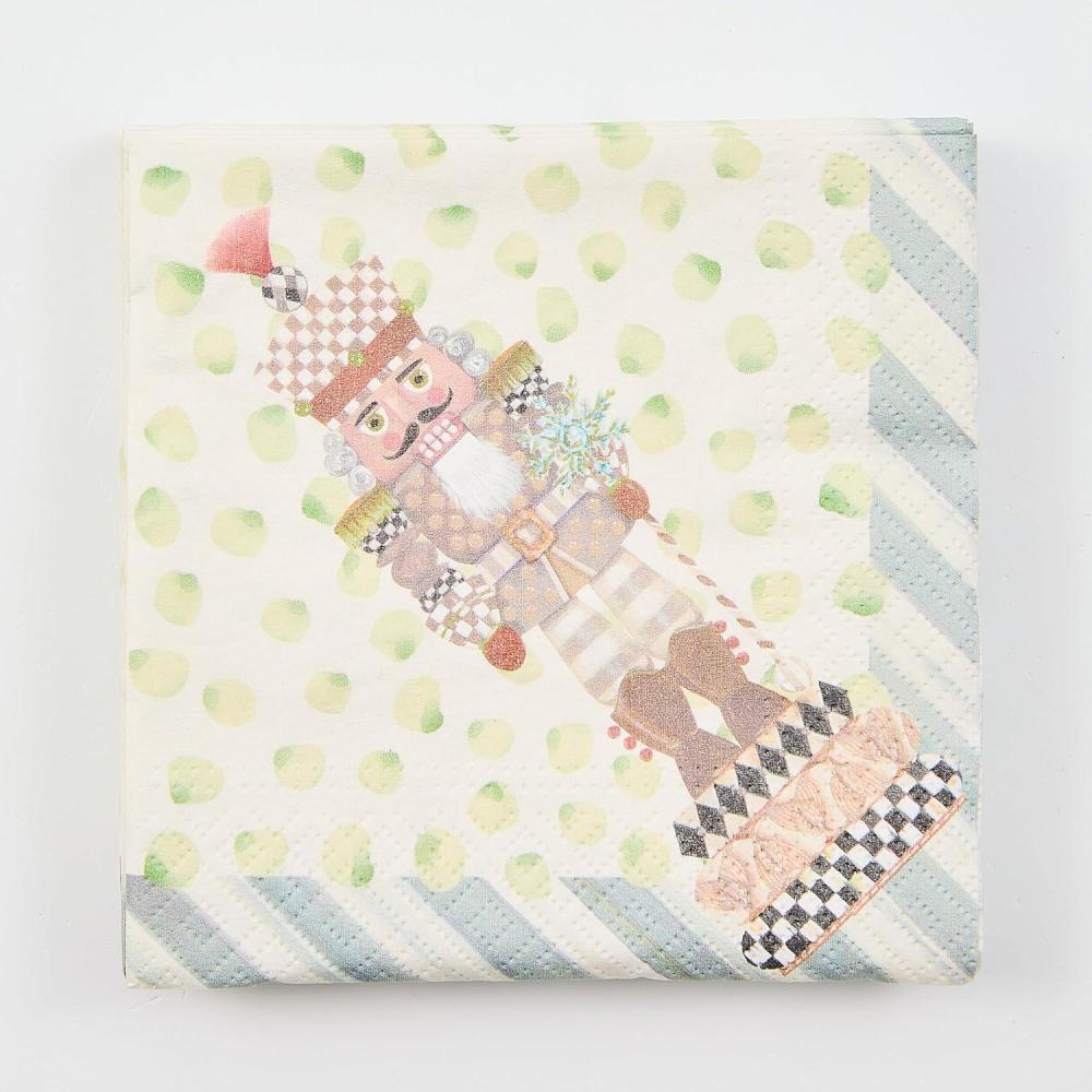 image:imageMACKENZIECHILDS Pack of 20 Cocktail Paper Napkins Decorative Napkins for Parties PurpleandWhite Violet CheckNutcracker