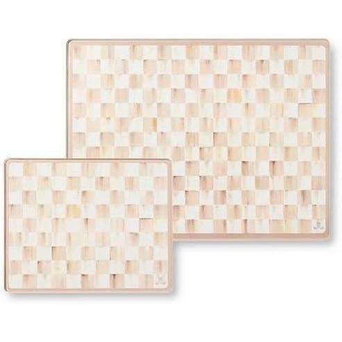 image:imageMACKENZIECHILDS Set of 2 Tempered Glass Cutting Boards Countertop Cutting Boards PurpleandWhite Violet CheckMocha Check