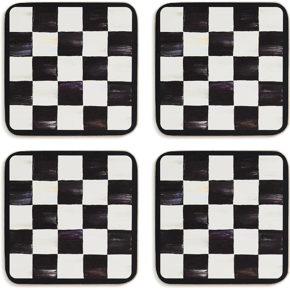 image:imageMACKENZIECHILDS Violet Check Cork Back Coasters Set of 4Courtly Checked