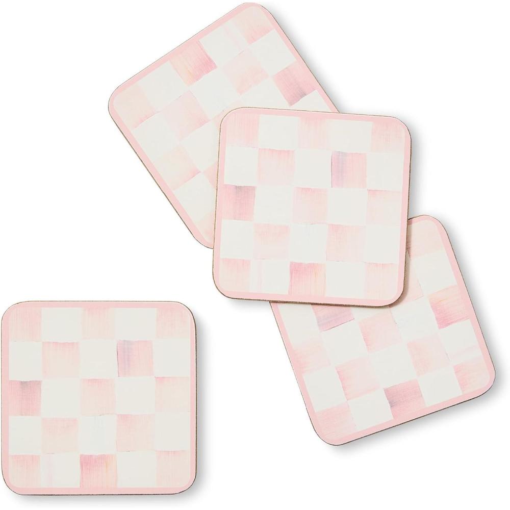 image:imageMACKENZIECHILDS Violet Check Cork Back Coasters Set of 4Rosy Check