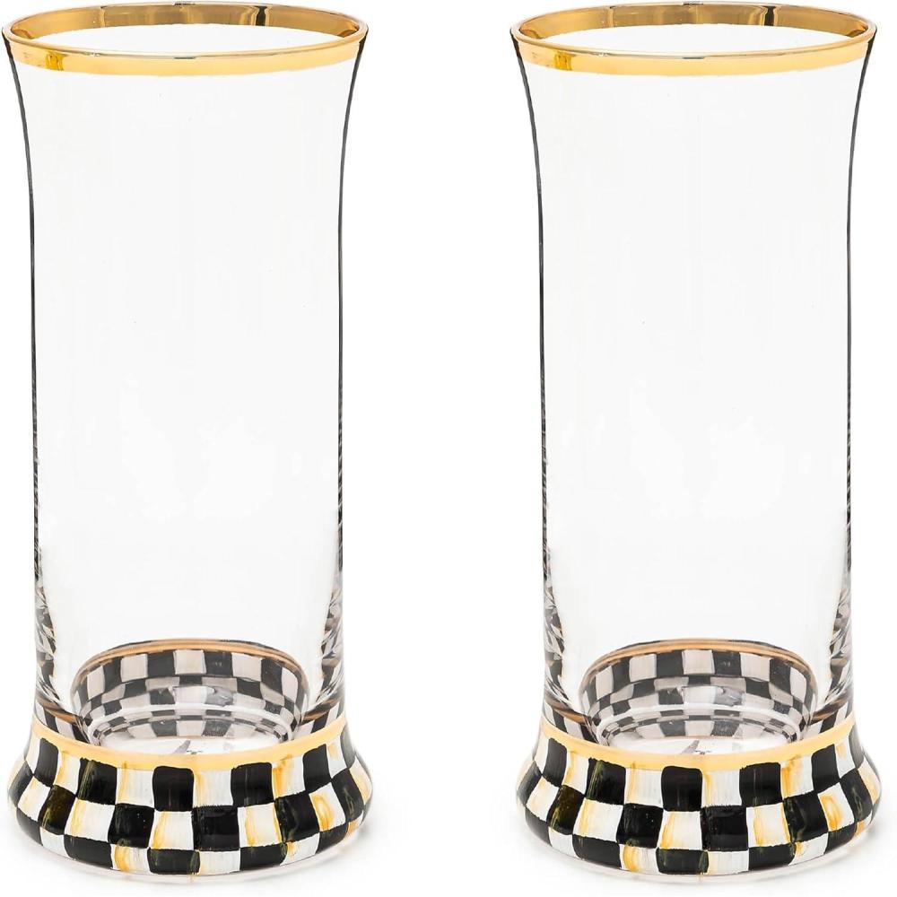 image:imageMACKENZIECHILDS Violet Check Highball Glass Set of 2Courtly Check