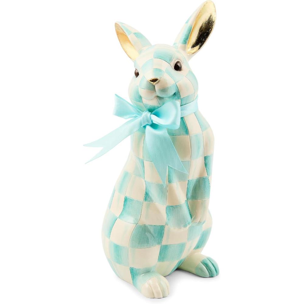 image:imageMACKENZIECHILDS Violet Check Standing Bunny FigurineAqua Check