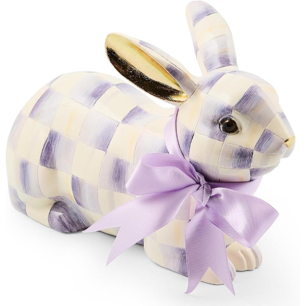 image:imageMACKENZIECHILDS Violet Check Standing Bunny FigurineViolet Check