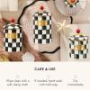 MACKENZIE-CHILDS Enamel Canister Set, Small (38 oz.), Medium (48 oz.), and Large (64 oz.) Kitchen Containers, Purple-and-White Violet Check(Courtly Check)