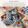 MACKENZIE-CHILDS Enamel Canister Set, Small (38 oz.), Medium (48 oz.), and Large (64 oz.) Kitchen Containers, Purple-and-White Violet Check(Royal Check)