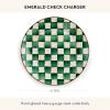 MACKENZIE-CHILDS Enamel Charger Plate, Charger Decoration Plate for Dinner or Home Decor, 12 Inches, Purple-and-White Violet Check(Emerald Check)