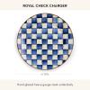MACKENZIE-CHILDS Enamel Charger Plate, Charger Decoration Plate for Dinner or Home Decor, 12 Inches, Purple-and-White Violet Check(Royal Check)
