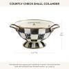 MACKENZIE-CHILDS Enamel Colander, Decorative Kitchen Strainer, Large, Purple-and-White Violet Check(Courtly Check)