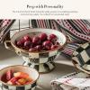 MACKENZIE-CHILDS Enamel Colander, Decorative Kitchen Strainer, Large, Purple-and-White Violet Check(Courtly Check)