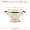 MACKENZIE-CHILDS Enamel Colander, Decorative Kitchen Strainer, Large, Purple-and-White Violet Check(Rosy Check)