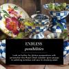 MACKENZIE-CHILDS Enamel Colander, Decorative Kitchen Strainer, Large, Purple-and-White Violet Check(Royal Check)