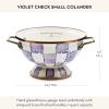 MACKENZIE-CHILDS Enamel Colander, Decorative Kitchen Strainer, Large, Purple-and-White Violet Check(Violet Check)