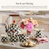 MACKENZIE-CHILDS Enamel Creamer and Sugar Bowl Set, Cream Dispenser with Pour Spout and Sugar Holder, Unique Kitchen Decor, Purple-and-White Violet Check(Courtly Check)