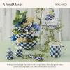 MACKENZIE-CHILDS Enamel Creamer and Sugar Bowl Set, Cream Dispenser with Pour Spout and Sugar Holder, Unique Kitchen Decor, Purple-and-White Violet Check(Royal Check)