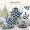 MACKENZIE-CHILDS Enamel Creamer and Sugar Bowl Set, Cream Dispenser with Pour Spout and Sugar Holder, Unique Kitchen Decor, Purple-and-White Violet Check(Royal Check)