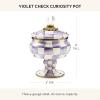 MACKENZIE-CHILDS Enamel Curiosity Pot, Decorative Container for Home Decor, Purple-and-White Violet Check(Violet Check)