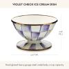 MACKENZIE-CHILDS Enamel Ice Cream Bowl, Serving Bowl for Entertaining, 2-Cup Capacity, Purple-and-White Violet Check(Violet Check)