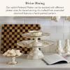 MACKENZIE-CHILDS Enamel Pedestal Platter, Round Cake Stand, Small, Purple-and-White Violet Check(Mocha Check)