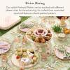 MACKENZIE-CHILDS Enamel Pedestal Platter, Round Cake Stand, Small, Purple-and-White Violet Check(Rosy Check)