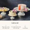 MACKENZIE-CHILDS Enamel Pedestal Platter, Round Cake Stand, Small, Purple-and-White Violet Check(Sterling Check)