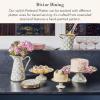 MACKENZIE-CHILDS Enamel Pedestal Platter, Round Cake Stand, Small, Purple-and-White Violet Check(Sterling Check)