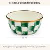 MACKENZIE-CHILDS Enamel Pinch Bowl, Small Bowl for Cooking Ingredients, 1.5-Cup Capacity, Purple-and-White Violet Check(Emerald Check)