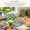 MACKENZIE-CHILDS Enamel Pinch Bowl, Small Bowl for Cooking Ingredients, 1.5-Cup Capacity, Purple-and-White Violet Check(Emerald Check)