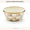 MACKENZIE-CHILDS Enamel Pinch Bowl, Small Bowl for Cooking Ingredients, 1.5-Cup Capacity, Purple-and-White Violet Check(Mocha Check)