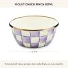 MACKENZIE-CHILDS Enamel Pinch Bowl, Small Bowl for Cooking Ingredients, 1.5-Cup Capacity, Purple-and-White Violet Check(Violet Check)