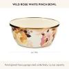 MACKENZIE-CHILDS Enamel Pinch Bowl, Small Bowl for Cooking Ingredients, 1.5-Cup Capacity, Purple-and-White Violet Check(White Wild Rose)