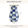 MACKENZIE-CHILDS Enamel Vase, Unique Flower-Vase Decor for Living Room, Tall, Purple-and-White Violet Check(Royal Check)