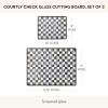 MACKENZIE-CHILDS Set of 2 Tempered Glass Cutting Boards, Countertop Cutting Boards, Purple-and-White Violet Check(Courtly Check)
